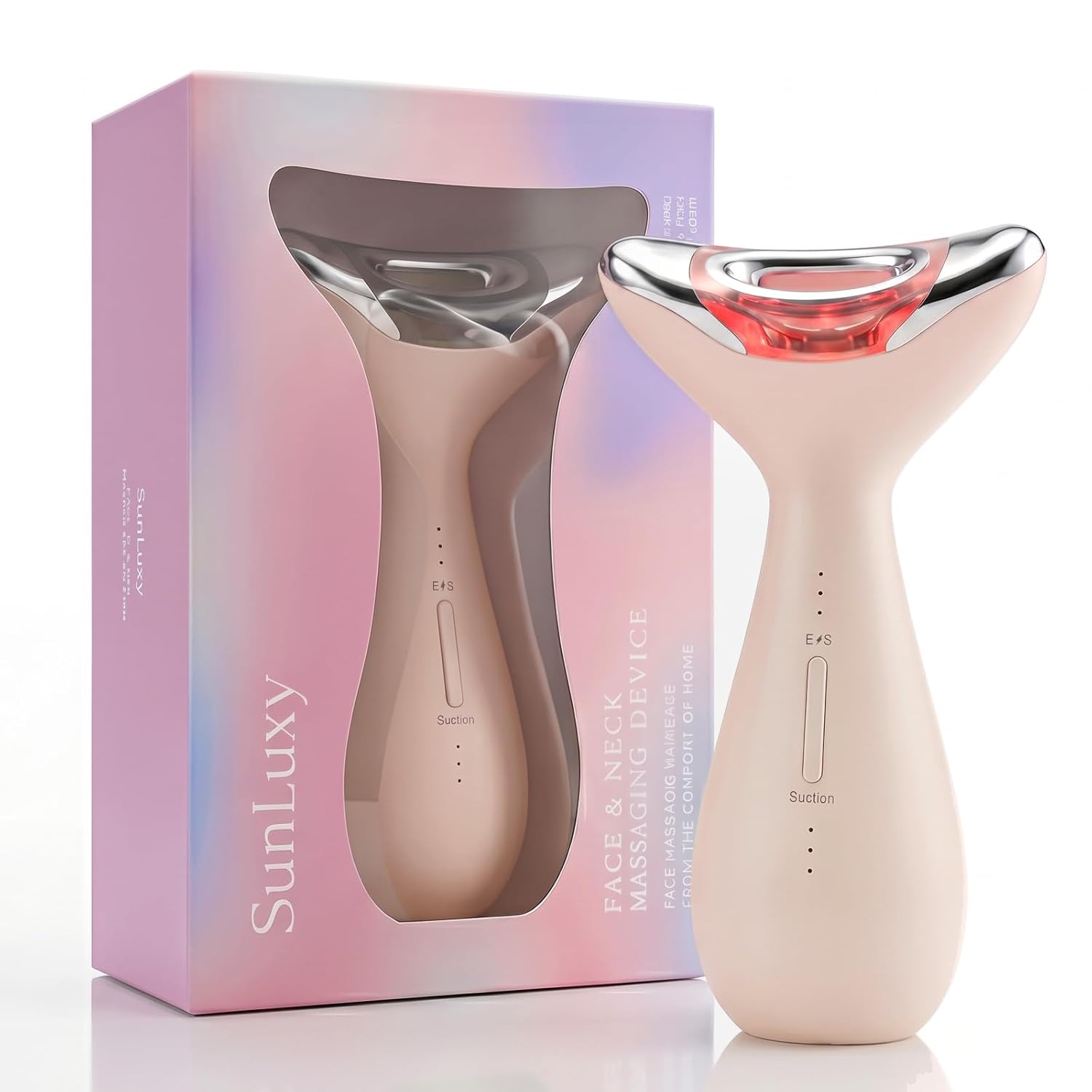 Facial Massager,5-IN-1 Red Light Therapy for Face and Neck Beauty Device with 3 Color Mode Suction Vibration Heated for Skin Care&Neck Firming
