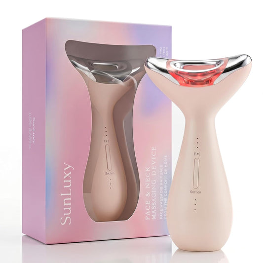 Facial Massager,5-IN-1 Red Light Therapy for Face and Neck Beauty Device with 3 Color Mode Suction Vibration Heated for Skin Care&Neck Firming