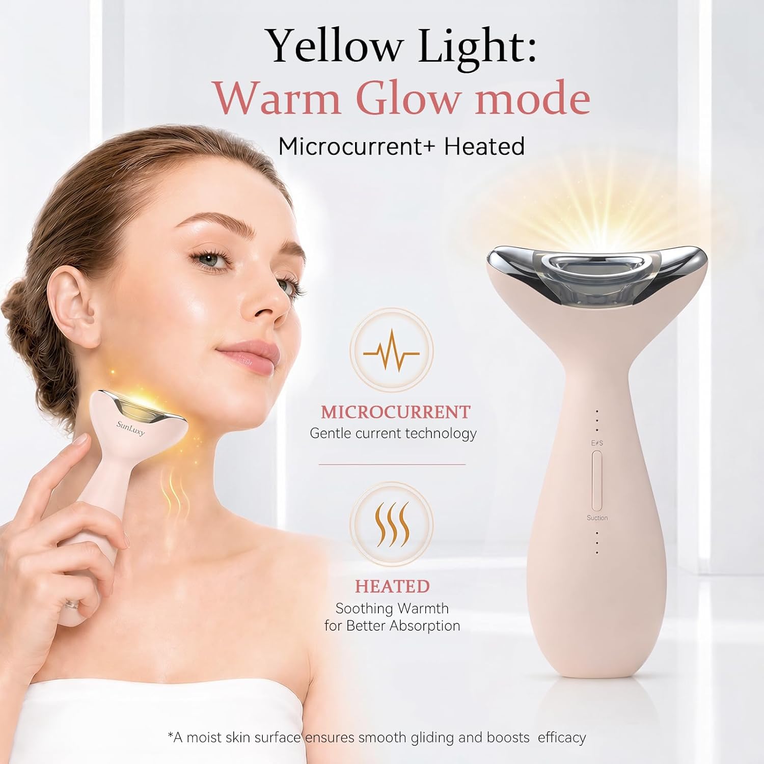 Facial Massager,5-IN-1 Red Light Therapy for Face and Neck Beauty Device with 3 Color Mode Suction Vibration Heated for Skin Care&Neck Firming