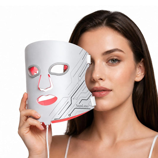 Red Light Therapy Mask for Face, Red & Blue LED Face Mask Light Therapy with 3 Modes with 850nm NIR, Cordless Rechargeable with Remote Control, Full Face Skincare for Women Mom Wife