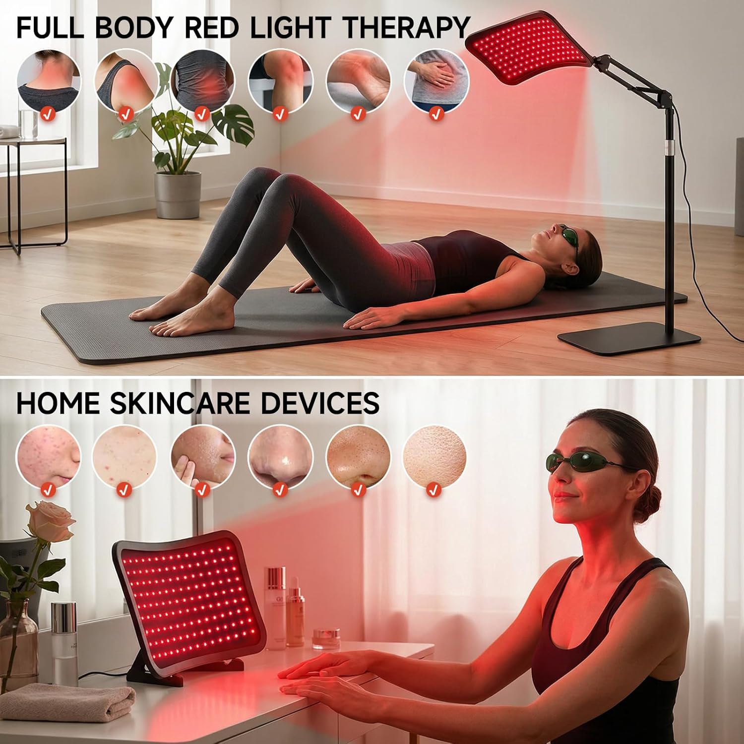 Renergy Red Light Therapy Lamp with Stand, 660nm 850nm Near Infrared Red Light Therapy Panel for Face & Body, Portable LED Light Therapy Device with Remote Control, 5 Brightness 3 Timer for Home Use