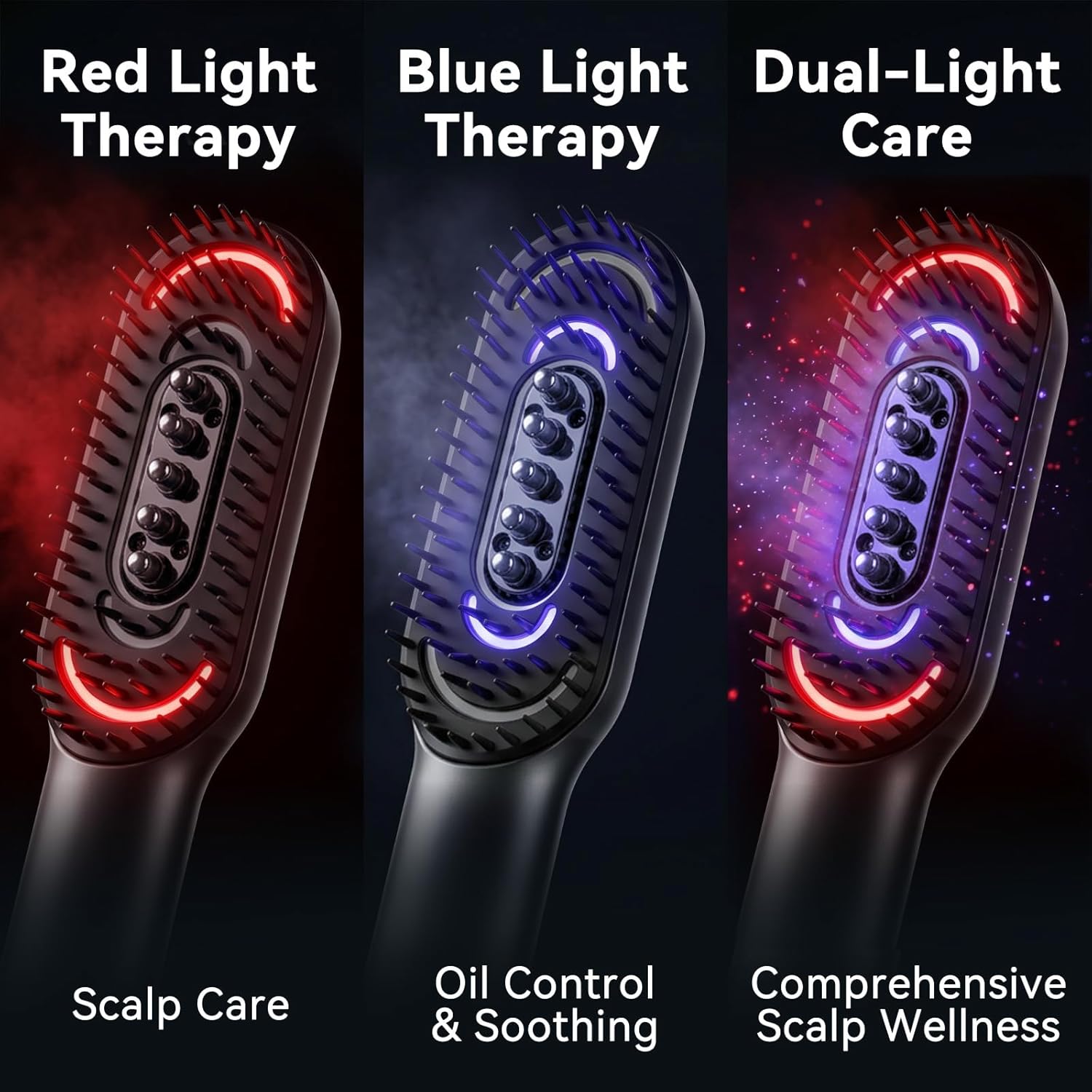 Dayln Electric Scalp Massager Hair Oil Applicator, Cordless Vibration Head Massager, Red Light Hair Brush, Deep Clean Comb for Home & Travel Gray