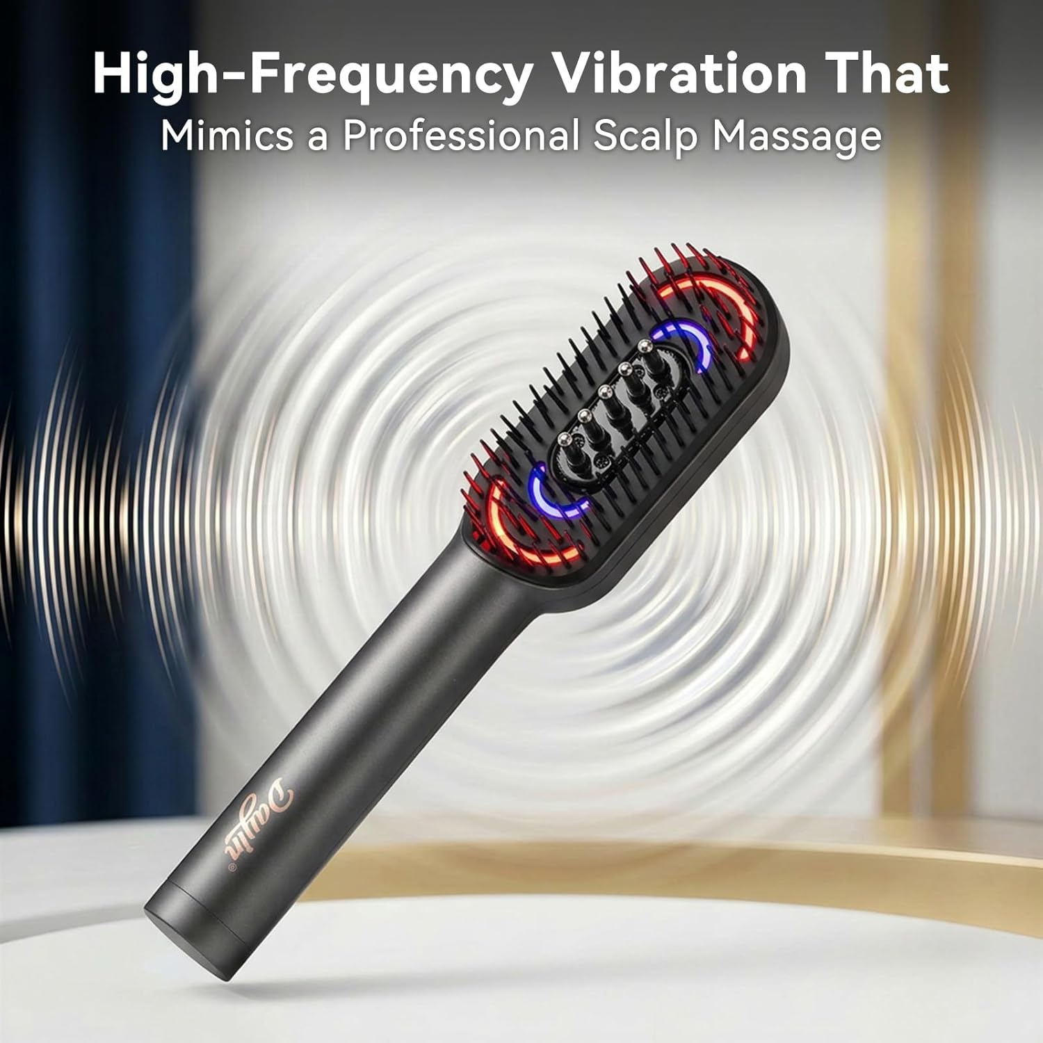 Dayln Electric Scalp Massager Hair Oil Applicator, Cordless Vibration Head Massager, Red Light Hair Brush, Deep Clean Comb for Home & Travel Gray