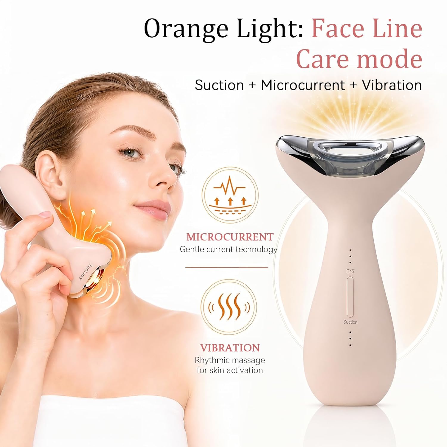 Facial Massager,5-IN-1 Red Light Therapy for Face and Neck Beauty Device with 3 Color Mode Suction Vibration Heated for Skin Care&Neck Firming