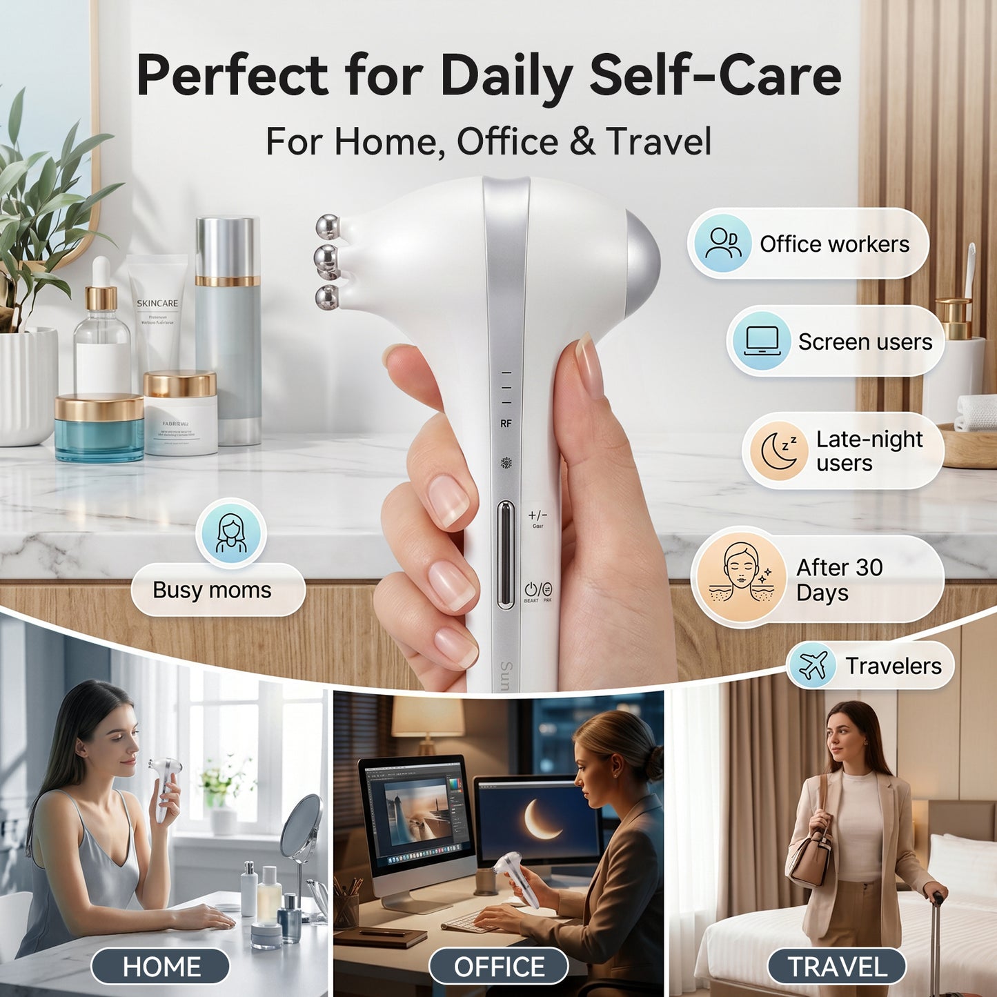 3-Mode EMS/RF/Red Light Eye Massage Wand